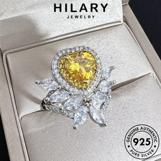 HILARY JEWELRY Silver ความรักที่หรูหรา เครื่องประดับ แฟชั่น เกาหลี เงิน แท้ ผู้หญิง ซิทริน เครื่องประดับ ต้นฉบับ แหวน 925 R823