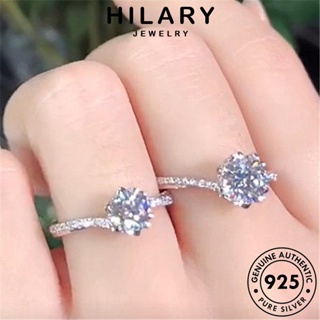 HILARY JEWELRY เครื่องประดับ 925 ต้นฉบับ เงิน แหวน แฟชั่น เกาหลี มอยส์ซาไนท์ไดมอนด์ ความรักที่เรียบง่าย แท้ ผู้หญิง เครื่องประดับ Silver R825