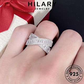 HILARY JEWELRY ผู้หญิง แท้ แหวน มอยส์ซาไนท์ แฟชั่น เกาหลี เครื่องประดับ Silver ครอสโอเวอร์ที่สร้างสรรค์ เครื่องประดับ เงิน โกลด์ ไดมอนด์ ต้นฉบับ 925 R861