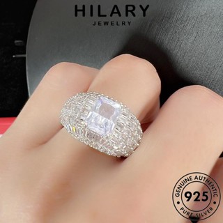 HILARY JEWELRY โกลด์ แฟชั่น เครื่องประดับ จัตุรัสหรูหรา เงิน เครื่องประดับ Silver มอยส์ซาไนท์ ไดมอนด์ แท้ แหวน ต้นฉบับ 925 เกาหลี ผู้หญิง R872