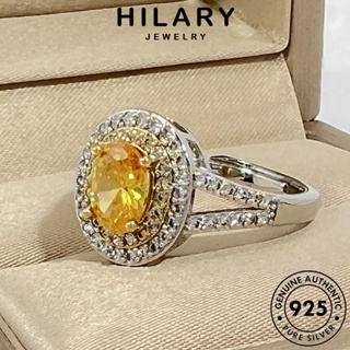 HILARY JEWELRY 925 เครื่องประดับ ต้นฉบับ Silver เครื่องประดับ เกาหลี เงิน แหวน ผู้หญิง แท้ ซิทริน อารมณ์กลม แฟชั่น R913