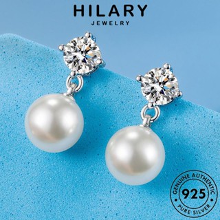 HILARY JEWELRY เงิน ไข่มุก เกาหลี Silver 925 ผู้หญิง กลม แฟชั่น ห่วง หนีบ ต้นฉบับ ตุ้มหู เครื่องประดับ ต่างหู เครื่องประดับ แท้ E732