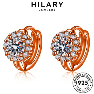 HILARY JEWELRY เกาหลี ผู้หญิง แฟชั่น Silver แท้ ตุ้มหู ไดมอนด์ เครื่องประดับ เครื่องประดับ เงิน หนีบ ต่างหู มอยส์ซาไนท์ ห่วง โกลด์ 925 ดอกไม้ ต้นฉบับ E734