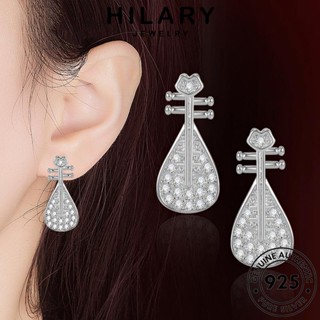 HILARY JEWELRY เงิน ต่างหู มอยส์ซาไนท์ ผู้หญิง ตุ้มหู ไดมอนด์ 925 ต้นฉบับ เกาหลี เครื่องประดับ ห่วง หนีบ เครื่องประดับ พิณ Silver โกลด์ แท้ แฟชั่น E737