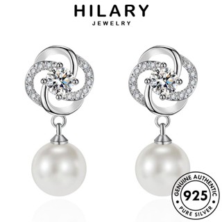 HILARY JEWELRY โคลเวอร์สี่ใบ 925 Silver ตุ้มหู เกาหลี เงิน ห่วง เครื่องประดับ ต่างหู ไข่มุก แท้ ต้นฉบับ หนีบ เครื่องประดับ แฟชั่น ผู้หญิง E750