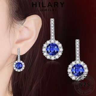 HILARY JEWELRY เกาหลี เครื่องประดับ Silver ตุ้มหู แท้ หนีบ ผู้หญิง ห่วง แฟชั่น ต่างหู ต้นฉบับ 925 ไพลิน กลม เงิน เครื่องประดับ E751