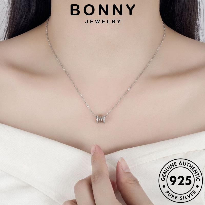 Bonny JEWELRY ของแท้ สร้อยคอเงิน 925 ประดับเพชรโมอิส ขนาดเล็ก สําหรับผู้หญิง N317