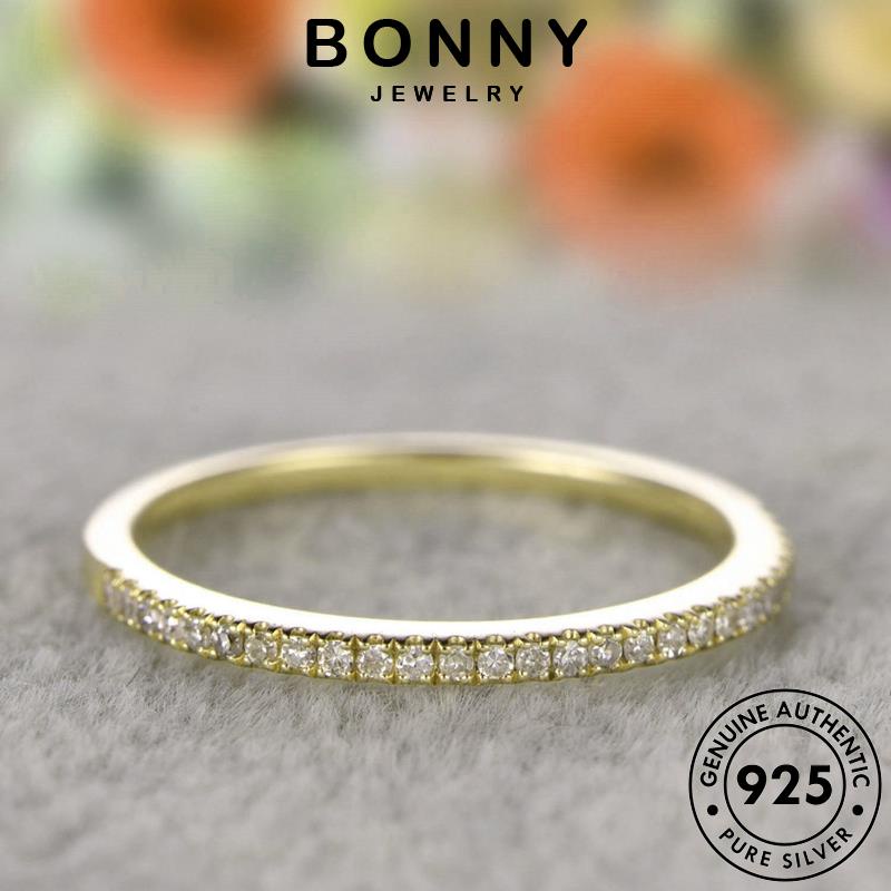 Bonny JEWELRY แหวนเพชรโมอิส 925 สีทอง สีเงิน แฟชั่น สําหรับผู้หญิง R15