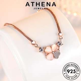 ATHENA JEWELRY แท้ ผู้หญิง โกลด์ กำไล เกาหลี ไดมอนด์ 925 Silver เครื่องประดับ กำไลข้อมือ แฟชั่น ต้นฉบับ มอยส์ซาไนท์ เครื่องประดับ เงิน โคลเวอร์หวาน ผู้หญิง B40