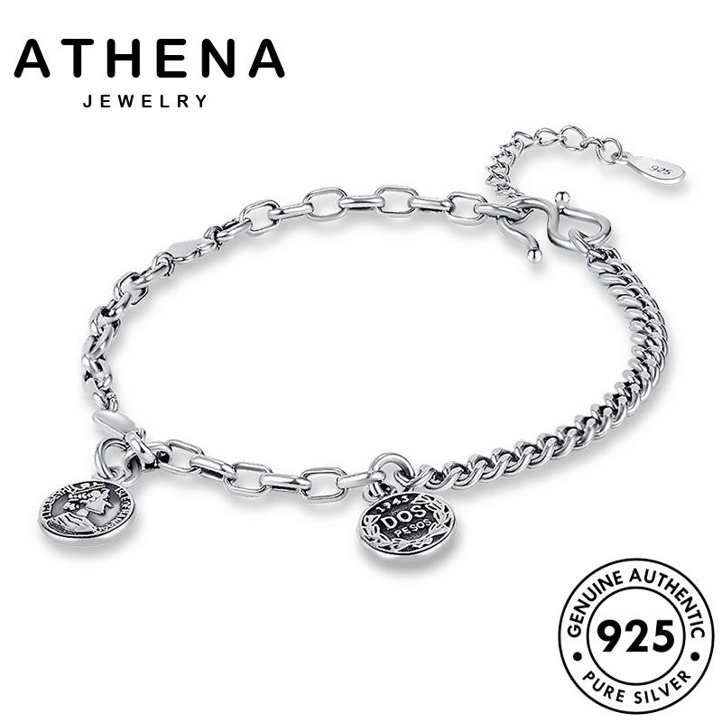 ATHENA JEWELRY แท้ เครื่องประดับ Silver ผู้หญิง กำไล แฟชั่น เงิน 925 วินเทจ มอยส์ซาไนท์ไดมอนด์ กำไลข้อมือ ผู้หญิง ต้นฉบับ เครื่องประดับ เกาหลี M056