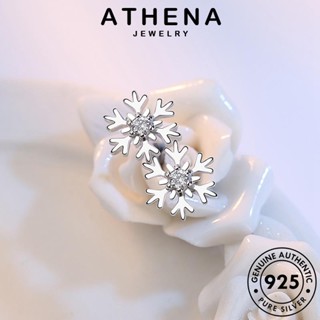 ATHENA JEWELRY ตุ้มหู หนีบ ผู้หญิง มอยส์ซาไนท์ไดมอนด์ แท้ เครื่องประดับ แฟชั่น เครื่องประดับ เกาหลี ห่วง ต่างหู เกล็ดหิมะแฟชั่น ต้นฉบับ Silver 925 เงิน E3