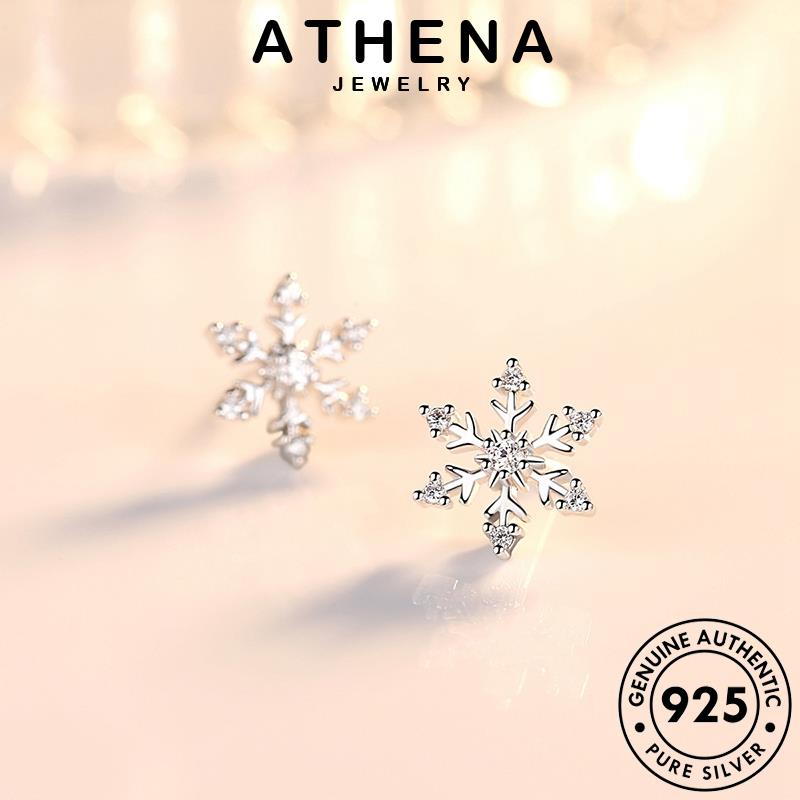 ATHENA JEWELRY หนีบ เครื่องประดับ เกาหลี ตุ้มหู เงิน Silver แท้ มอยส์ซาไนท์ไดมอนด์ เกล็ดหิมะหวาน 925 ห่วง แฟชั่น ต้นฉบับ ต่างหู ผู้หญิง เครื่องประดับ E6