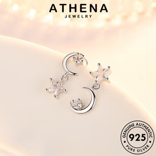 ATHENA JEWELRY เงิน มอยส์ซาไนท์ไดมอนด์ หนีบ แท้ ห่วง ผู้หญิง เครื่องประดับ เครื่องประดับ ต้นฉบับ เกาหลี แฟชั่น ดวงจันทร์ที่เรียบง่าย ตุ้มหู Silver 925 ต่างหู E34