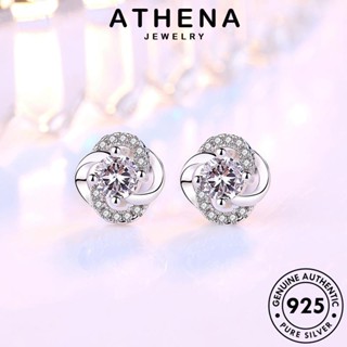 ATHENA JEWELRY ต่างหู เกาหลี ดอกไม้แฟชั่น Silver แท้ หนีบ เครื่องประดับ เครื่องประดับ 925 ต้นฉบับ ห่วง ผู้หญิง เงิน แฟชั่น พลอยสีม่วง ตุ้มหู E48