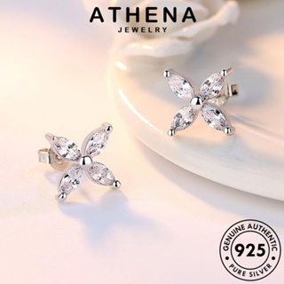 ATHENA JEWELRY ตุ้มหู ห่วง เครื่องประดับ เครื่องประดับ 925 หนีบ มอยส์ซาไนท์ไดมอนด์ Silver เงิน ผู้หญิง โคลเวอร์อารมณ์ แท้ ต้นฉบับ ต่างหู แฟชั่น เกาหลี E53