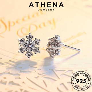 ATHENA JEWELRY ห่วง เครื่องประดับ แท้ Silver ต้นฉบับ เกล็ดหิมะแฟชั่น มอยส์ซาไนท์ไดมอนด์ เงิน เครื่องประดับ 925 ตุ้มหู ต่างหู เกาหลี แฟชั่น หนีบ ผู้หญิง E57