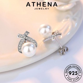 ATHENA JEWELRY เครื่องประดับ ห่วง เงิน เครื่องประดับ 925 เกาหลี ต่างหู หนีบ แท้ แฟชั่น Silver ตุ้มหู ไข่มุก สามเหลี่ยมง่ายๆ ต้นฉบับ ผู้หญิง E68