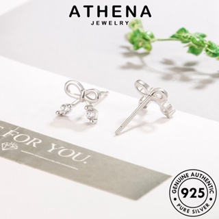 ATHENA JEWELRY ต่างหู เครื่องประดับ เครื่องประดับ ห่วง ผู้หญิง หนีบ แฟชั่น เงิน ต้นฉบับ โบว์ง่ายๆ แท้ Silver 925 ตุ้มหู เกาหลี มอยส์ซาไนท์ไดมอนด์ E72