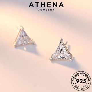 ATHENA JEWELRY ผู้หญิง เงิน ตุ้มหู เครื่องประดับ ต่างหู 925 มอยส์ซาไนท์ไดมอนด์ เครื่องประดับ ต้นฉบับ แท้ Silver หนีบ แฟชั่น เกาหลี ห่วง สามเหลี่ยมบุคลิกภาพ E100