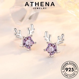 ATHENA JEWELRY เครื่องประดับ เงิน หนีบ ห่วง มอยส์ซาไนท์ไดมอนด์ เครื่องประดับ แฟชั่น ผู้หญิง ตุ้มหู แท้ ต่างหู 925 Silver เกาหลี ต้นฉบับ กวางแฟชั่น E101