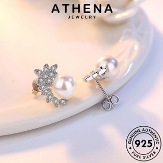 ATHENA JEWELRY ห่วง Silver ผู้หญิง 925 เครื่องประดับ ดอกไม้แสนหวาน ตุ้มหู แฟชั่น ต้นฉบับ เกาหลี หนีบ ไข่มุก เงิน แท้ เครื่องประดับ ต่างหู E151