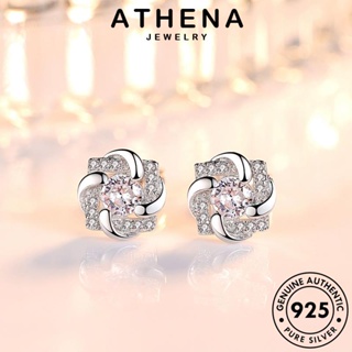 ATHENA JEWELRY ผู้หญิง แท้ เงิน เครื่องประดับ 925 แฟชั่น มอยส์ซาไนท์ไดมอนด์ ต้นฉบับ ตุ้มหู โคลเวอร์ธรรมดา เครื่องประดับ หนีบ ต่างหู ห่วง เกาหลี Silver E88