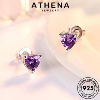 ATHENA JEWELRY คริสตัลเพชรสีชมพู รักบุคลิกภาพ Silver เงิน ตุ้มหู เครื่องประดับ 925 หนีบ ต้นฉบับ แท้ แฟชั่น เครื่องประดับ ต่างหู ห่วง เกาหลี ผู้หญิง E90