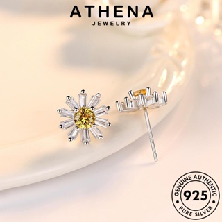 ATHENA JEWELRY เกาหลี ต่างหู ผู้หญิง แฟชั่น ซิทริน เครื่องประดับ หนีบ แท้ ตุ้มหู ต้นฉบับ เครื่องประดับ เงิน ห่วง 925 Silver ดอกเบญจมาศน่ารัก E184