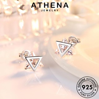 ATHENA JEWELRY ตุ้มหู เครื่องประดับ สามเหลี่ยมบุคลิกภาพ Silver เงิน ต่างหู 925 เกาหลี แฟชั่น ผู้หญิง มอยส์ซาไนท์ไดมอนด์ ห่วง เครื่องประดับ ต้นฉบับ แท้ หนีบ E212