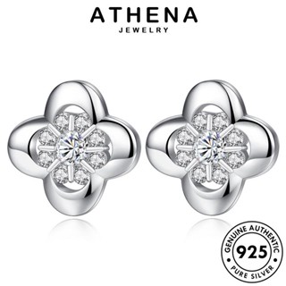 ATHENA JEWELRY ต่างหู ต้นฉบับ ผู้หญิง ตุ้มหู ดอกไม้ที่เรียบง่าย เครื่องประดับ เครื่องประดับ เงิน มอยส์ซาไนท์ไดมอนด์ 925 หนีบ ห่วง เกาหลี Silver แท้ แฟชั่น E257