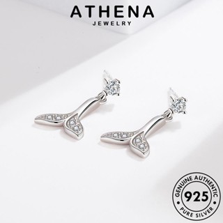 ATHENA JEWELRY หนีบ ต่างหู เครื่องประดับ ตุ้มหู เงิน เกาหลี ผู้หญิง ต้นฉบับ Silver มอยส์ซาไนท์ไดมอนด์ หางปลาแฟชั่น แฟชั่น 925 ห่วง เครื่องประดับ แท้ E284