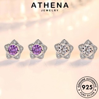 ATHENA JEWELRY Silver ห่วง ตุ้มหู ผู้หญิง เกาหลี ต้นฉบับ แท้ ดาวห้าแฉกอารมณ์ แฟชั่น หนีบ พลอยสีม่วง เครื่องประดับ เครื่องประดับ เงิน 925 ต่างหู E291