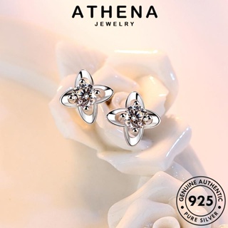 ATHENA JEWELRY ต้นฉบับ เกาหลี ต่างหู ตุ้มหู แฟชั่น Silver โคลเวอร์อารมณ์ หนีบ ผู้หญิง แท้ เงิน ห่วง เครื่องประดับ เครื่องประดับ 925 มอยส์ซาไนท์ไดมอนด์ E292