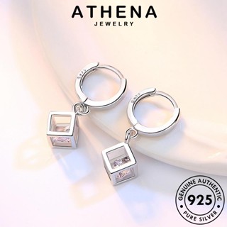 ATHENA JEWELRY ผู้หญิง Silver เครื่องประดับ ห่วง เกาหลี จัตุรัสแฟชั่น แท้ มอยส์ซาไนท์ไดมอนด์ แฟชั่น เครื่องประดับ 925 ต่างหู เงิน ตุ้มหู ต้นฉบับ หนีบ E347