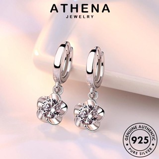 ATHENA JEWELRY แท้ 925 เกาหลี เงิน หนีบ แฟชั่น ต้นฉบับ ห่วง ผู้หญิง Silver เครื่องประดับ ตุ้มหู เครื่องประดับ พลอยสีม่วง ดอกโบตั๋นที่เรียบง่าย ต่างหู E349