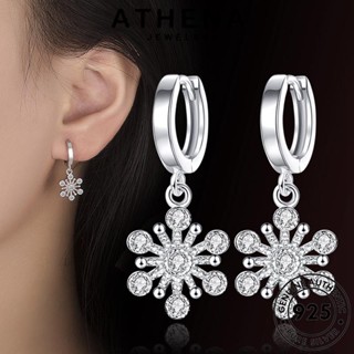 ATHENA JEWELRY ตุ้มหู เงิน ผู้หญิง เครื่องประดับ เครื่องประดับ มอยส์ซาไนท์ไดมอนด์ แท้ เกาหลี Silver แฟชั่น ต่างหู หนีบ เกล็ดหิมะที่เรียบง่าย ห่วง 925 ต้นฉบับ E403