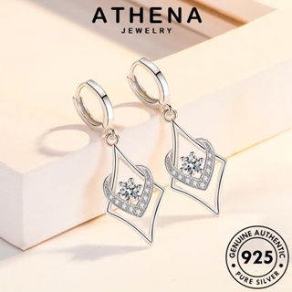 ATHENA JEWELRY ตุ้มหู ผู้หญิง เกาหลี 925 ต้นฉบับ แท้ หนีบ เครื่องประดับ เครื่องประดับ แฟชั่น ห่วง เงิน Silver รูปร่างหยดอารมณ์ มอยส์ซาไนท์ไดมอนด์ ต่างหู E406