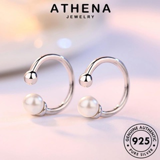 ATHENA JEWELRY หนีบ ต้นฉบับ ลูกปัดกลมธรรมดา เครื่องประดับ เกาหลี ต่างหู แฟชั่น 925 ตุ้มหู ผู้หญิง ไข่มุก เงิน Silver แท้ ห่วง เครื่องประดับ E409