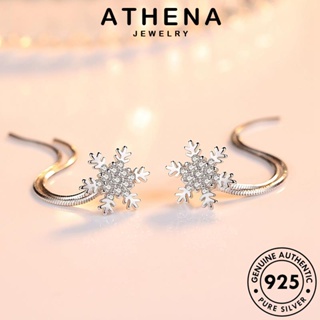 ATHENA JEWELRY เกล็ดหิมะแฟชั่น Silver ตุ้มหู แฟชั่น เกาหลี มอยส์ซาไนท์ไดมอนด์ เงิน เครื่องประดับ แท้ เครื่องประดับ ต่างหู หนีบ 925 ห่วง ผู้หญิง ต้นฉบับ E442