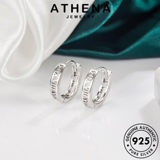 ATHENA JEWELRY ต่างหู เครื่องประดับ ต้นฉบับ ผู้หญิง แท้ เกาหลี หนีบ 925 เครื่องประดับ แฟชั่น ห่วง Silver เงิน ตัวเลขกลวงง่ายๆ ตุ้มหู E398