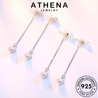 ATHENA JEWELRY แท้ ตุ้มหู หนีบ ห่วง จัตุรัสแฟชั่น มอยส์ซาไนท์ไดมอนด์ เครื่องประดับ เครื่องประดับ ต้นฉบับ เกาหลี แฟชั่น Silver ต่างหู ผู้หญิง เงิน 925 E464