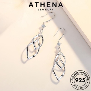 ATHENA JEWELRY Silver ผู้หญิง ห่วง ตุ้มหู เครื่องประดับ 925 บิดวรรณกรรม ต้นฉบับ แฟชั่น เกาหลี เครื่องประดับ หนีบ เงิน ต่างหู แท้ E473