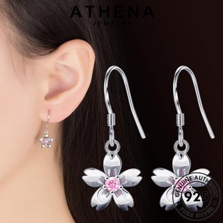 ATHENA JEWELRY ตุ้มหู เครื่องประดับ เกาหลี ห่วง 925 ต่างหู หนีบ กุหลาบหวาน เครื่องประดับ เงิน แท้ Silver ผู้หญิง แฟชั่น คริสตัลเพชรสีชมพู ต้นฉบับ E478