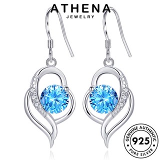 ATHENA JEWELRY ห่วง แท้ ตุ้มหู ไพลิน แฟชั่น ต่างหู เกาหลี เงิน ผู้หญิง 925 รูปหัวใจอารมณ์ ต้นฉบับ หนีบ Silver เครื่องประดับ เครื่องประดับ E479