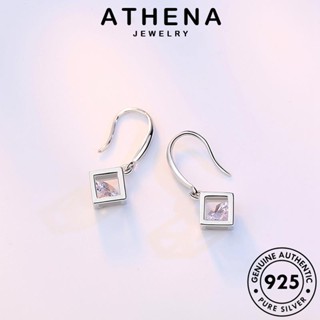 ATHENA JEWELRY แฟชั่น Silver เครื่องประดับ ตุ้มหู ตารางง่ายๆ หนีบ ต้นฉบับ ต่างหู เกาหลี มอยส์ซาไนท์ไดมอนด์ แท้ เครื่องประดับ เงิน 925 ผู้หญิง ห่วง E484