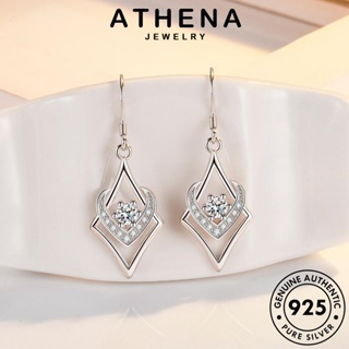 ATHENA JEWELRY ผู้หญิง ต้นฉบับ 925 แท้ เงิน Silver ตุ้มหู หนีบ มอยส์ซาไนท์ไดมอนด์ ห่วง เครื่องประดับ ต่างหู เกาหลี แฟชั่น เครื่องประดับ รูปสี่เหลี่ยมขนมเปียกปูนแฟชั่น E491