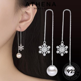 ATHENA JEWELRY เกาหลี ต่างหู ตุ้มหู 925 Silver เงิน แฟชั่น เครื่องประดับ ห่วง ต้นฉบับ ผู้หญิง หนีบ เครื่องประดับ ไข่มุก แท้ เกล็ดหิมะบุคลิกภาพ E663