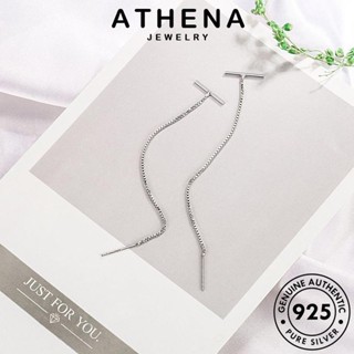 ATHENA JEWELRY รูปตัว ผู้หญิง ตุ้มหู แฟชั่น ต่างหู ต้นฉบับ 925 Silver T หนีบ แท้ เกาหลี น่ารัก เครื่องประดับ เงิน เครื่องประดับ ห่วง E673