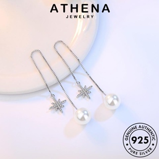 ATHENA JEWELRY หนีบ ตุ้มหู ผู้หญิง ไข่มุก เงิน ต่างหู แฟชั่น แท้ ต้นฉบับ Silver ห่วง เกาหลี ดาวแปดเหลี่ยมแฟชั่น เครื่องประดับ เครื่องประดับ 925 E674