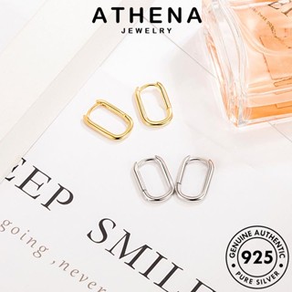 ATHENA JEWELRY ผู้หญิง แฟชั่น ทอง 925 หนีบ เครื่องประดับ ตุ้มหู เครื่องประดับ ต่างหู โมริกลวงเรขาคณิต Silver ต้นฉบับ แท้ เกาหลี เงิน ห่วง E686